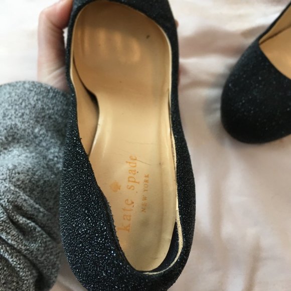 kate spade black glitter heels shoes size 6.5 *PLEASE READ* - Picture 5 of 15